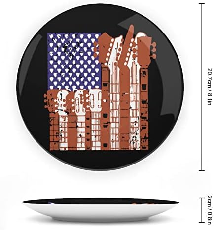 American Flag Design Guitar Cerâmica China Placas decorativas com ornamentos pendurados Pratos de jantar