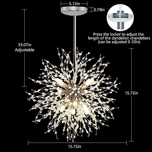 Lustres de cristal modernos de DePuley, lustre de fogos de artifício de leão, luminárias pendentes de 8 luzes, iluminação pingente de Sputnik para sala de estar, quarto, sala de jantar, cozinha, escada, bulbos G9