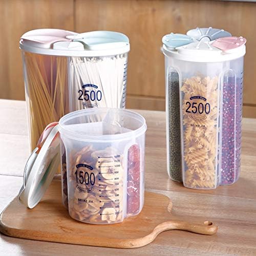 HOMGHONG Home Kitchen Apertanho de alimentos plástico feijão caixa de armazenamento de cereais Recipiente de jarra selada garrafa 3 grades