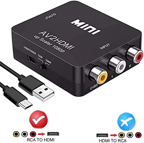 Conversor RCA para HDMI, AV para HDMI, Yuanly 1080p RCA Composite CVBS AV para HDMI Adaptador de Audio Converter Adaptador de suporte PAL/NTSC para PC Laptop Xbox PS4 PS3 TV STB VHS VHS Câmera DVD DVD DVD DVD DVD