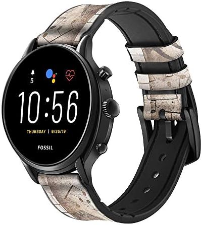 CA0693 Nota de couro e silicone relógio inteligente Band Strap for Fossil Mens Gen 5e 5 4 Sport, Hybrid Smartwatch HR Neutra, Collider,