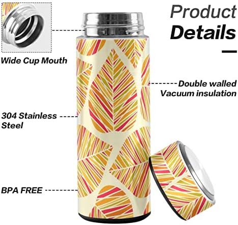 Dallonan Thermo Cup de 12 onças de xícara de vácuo caneca de garrafa de água em aço inoxidável para folhas de outono de paredes duplas e de paredes duplas e coloridas de BPA, folhas de outono listrado