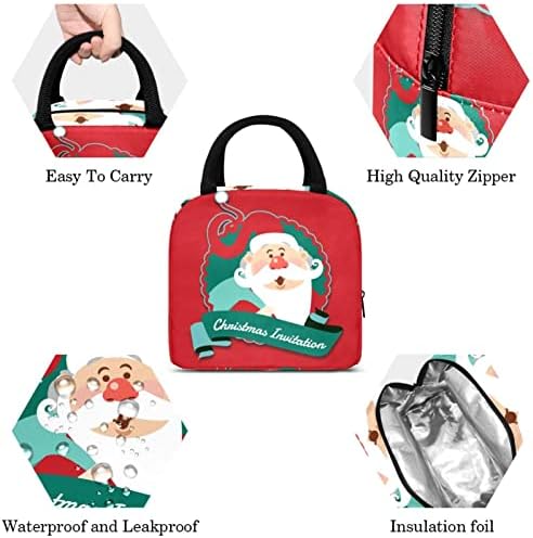 Papai Noel Lunch Saco de lancheira de tinta de pintura de fita Isolada Bolsa de piquenique ao ar livre Viagem de alimentos Contêiner