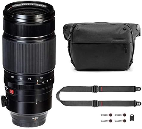 Fujifilm xf 50-140mm f/2,8 r lm lente wr, pacote com design de pico 6l todos os dias sling v2, pulseira de slidelite