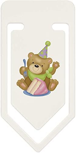 Azeeda 91mm 'Birthday Teddy Bear' Clipe de papel plástico grande