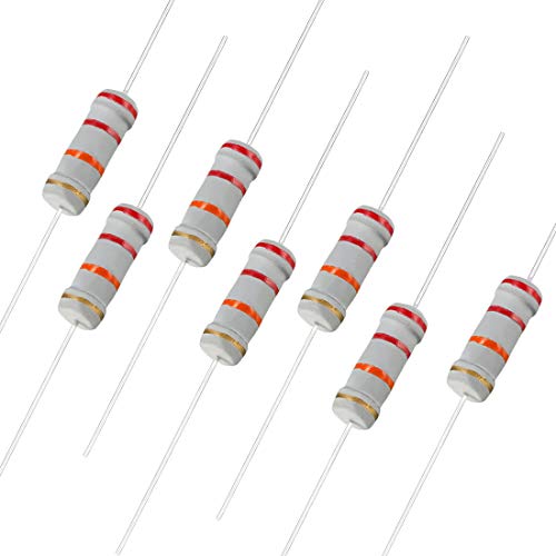 UXCELL 50pcs 22k ohm resistor, 2W 5% de resistores de filmes de carbono, 4 bandas para projetos eletrônicos e experimentos de bricolage
