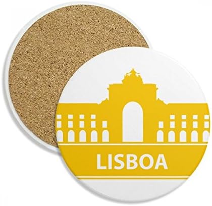 Lisboa Portugal amarelo marco de pedra Cerâmica de cerâmica para canecas Presente de copo 2pcs