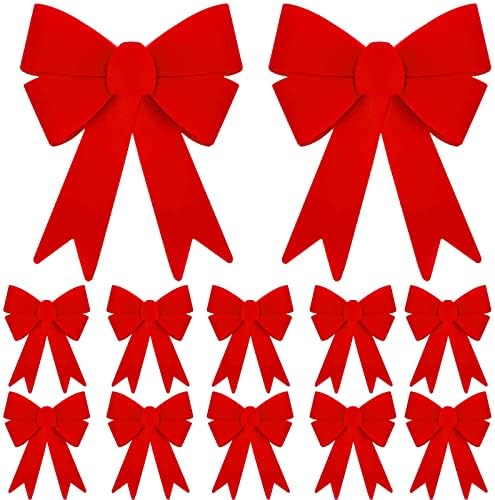 TurnMeon 12 Pacote Decoração de arcos de Natal, Red e Buffalo Buffalo Arcos da xadrez 6 por 8 Grinaldas de árvore de Natal Grinaldas Ornamentos para decorações de Natal Casa em casa