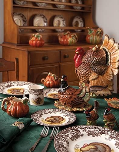 Spode Woodland 15,25 Bandeja de pão com motivo de peru | Turquia Servindo Prato para Ação de Graças, jantares e eventos | Feito de porcelana fina |