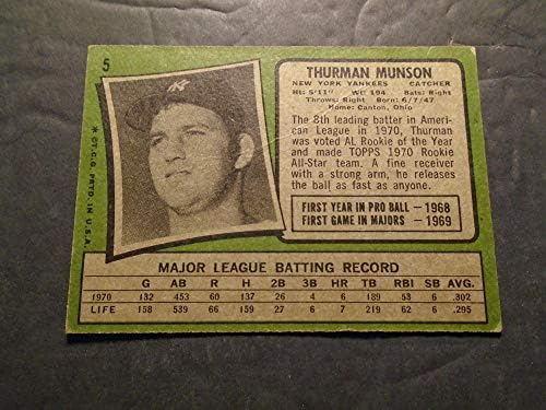 Cartão de beisebol Thurman Munson Topps 1971#5