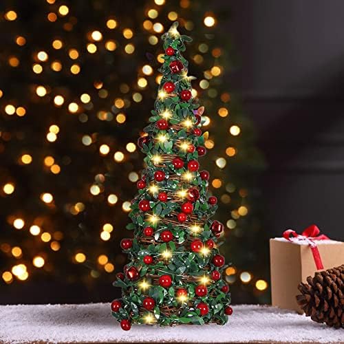 Presentes decorativos de Natal requintados de Dekika, 15,7 polegadas na árvore de natal com 50 LED LUZES CRIATE