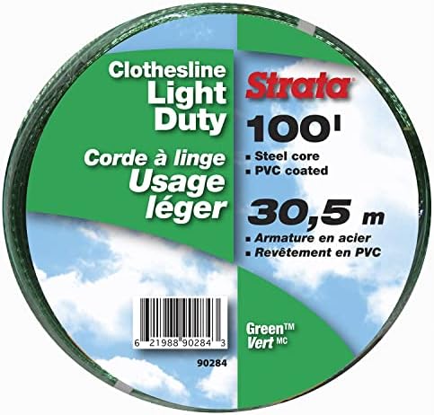 Strata 100 pés varal de varal externo para arame galvanizado Cabo de aço, revestimento de PVC verde - fios da linha de roupas para