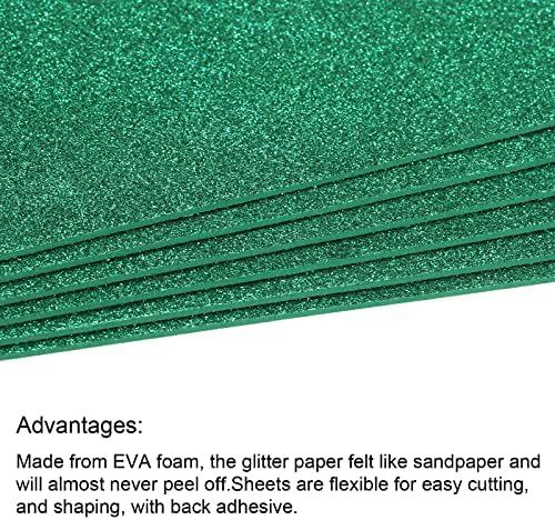 Patikil Glitter EVA FOAM FEAS DE PAPEL MOLO AUTHESIVO 11,8 x 7,8 polegadas verde para projetos de bricolage pacote de 6