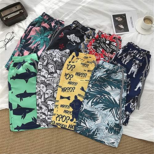 ANDONGNYWELL para a cintura elástica de cordão dos homens shorts de praia seca rápida com roupas de banho de malha de malha