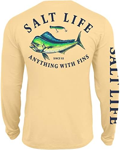 Salt Life Life Dorado lema juvenil de manga longa camiseta, heather de neblina dourada, média