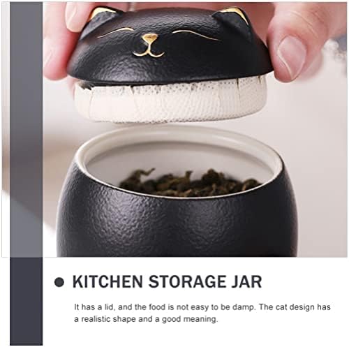 Recipiente de farinha de cabilock jarra de chá de chá de cozinha de cozinha jarra desenho animado gato gato selado mini contêiner