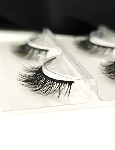 Eyeriyo Falso Faux Mink Sylashes, 3 pares de cílios de volume leve reutilizável suave