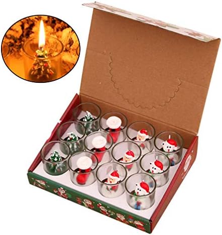 Pretyzoom Christmas Glass Tealight Cup Candle Conjunto de vela votiva de Natal Ornamento de mesa de Natal para a decoração