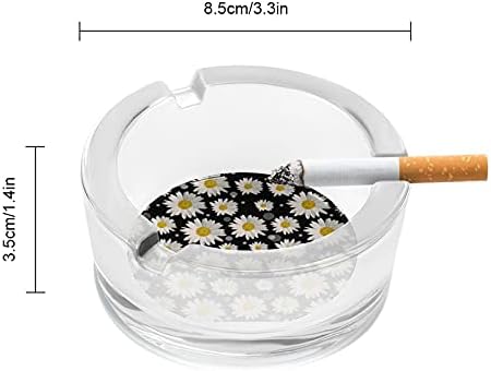 Margaridas brancas círculos cigarros fumantes de vidro cinzas bandeja de cinzas para decoração de mesa para o escritório em casa