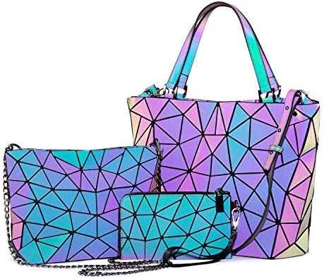 Bolsas e bolsas luminosas geométricas de LoveVook para mulheres Carteira de Bolsa de Crossbody Reflexivo Holográfico