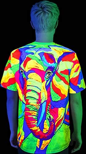 Aofmoka ultravioleta fluorescente artes artesanal neon Blacklight reativo t-shirt