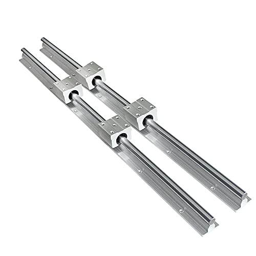 GUWANJI 2PCS Rails lineares SBR12 Rails lineares de 300 mm com blocos de deslizamentos SBR12UU 4PCS SBR12UU, kit de trilho CNC, trilhos