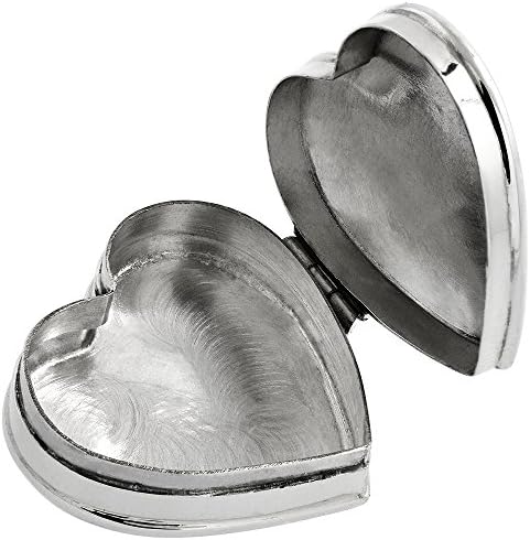 Formulário de coração da caixa de comprimidos de prata esterlina acabamento alto polido alto 1 3/16 polegadas de largura