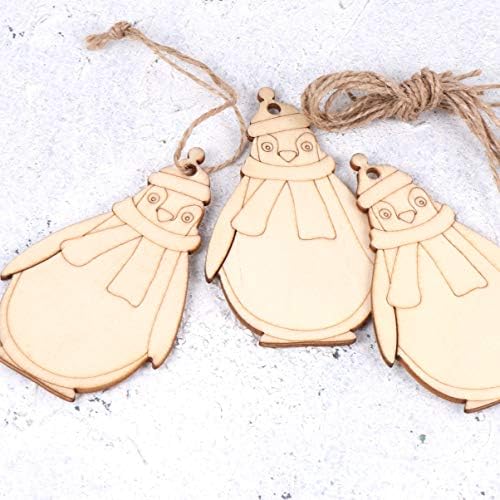 Árvore de Natal AMOSFUN Pingente pendente de madeira Diy Penguin Ornamentos pendurados Craft Christmas Party Decoration 10pcs