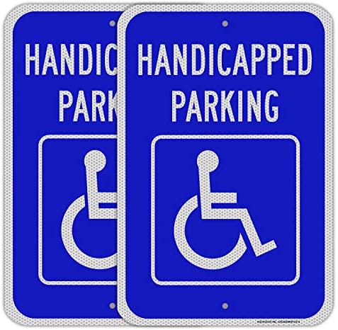 Placa de estacionamento para deficientes, estacionamento com deficiência de 2 pacote com figura de cadeira de rodas, 18 x