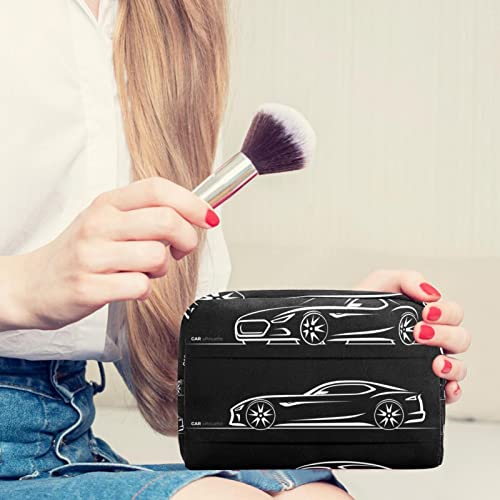 Bolsa de higiene pessoal Bolsa de lava -lava de maquiagem cosmética com zíper de silhuetas de carros para acessórios de viagem Essentials