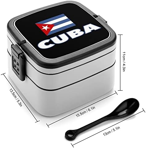 Bandeira cubana Banda de dupla camada Bento Box Box Recipiente de refeição para trabalho Offce Picnic