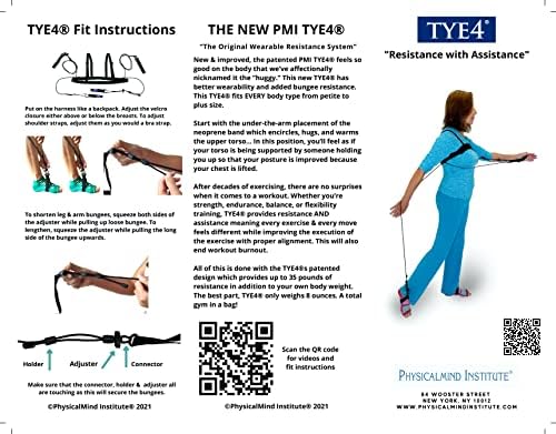 Instituto Physicalmind Tye4® e Tye4x ™ - Pilates Wearable Resistance/Assistência; Exercício corporal total; Fortalecimento do núcleo, portátil, academia, pilates, ioga, barra, postura, alongamento, equilíbrio