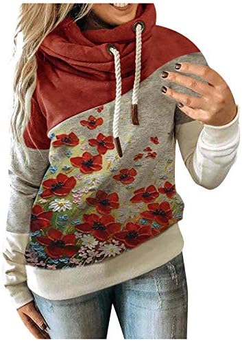 Pescoço de tartaruga mole de goleto solto Pullover de punho de tração de luva comprida Florals Florals Winter Diverty Plus Size