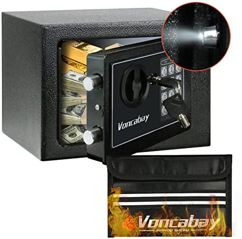 Voncabay Money Safe Box para casa com sensor Light & Fireproof Money Saco para Cash Safe, Segurança Caixa Segura para Dinheiro Seguro