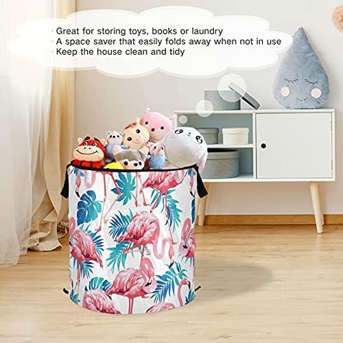 Tropical CC Pop Up Up Laundry Horse com tampa dobrável cesta de armazenamento Bolsa de roupa dobrável para acampamento Organização