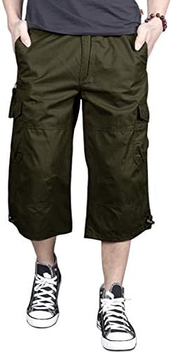 Magnivit Men's Capri Cargo Shorts Casual Tactical Militar abaixo do joelho 3/4 Shorts de carga com Multi-Pockets