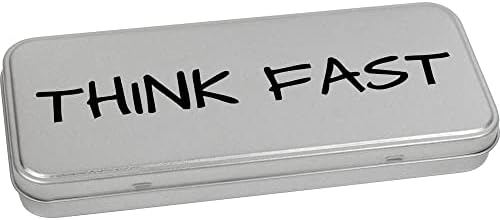 Azeeda 'Think Fast' Metal Articled Stationery Tin/Storage Box