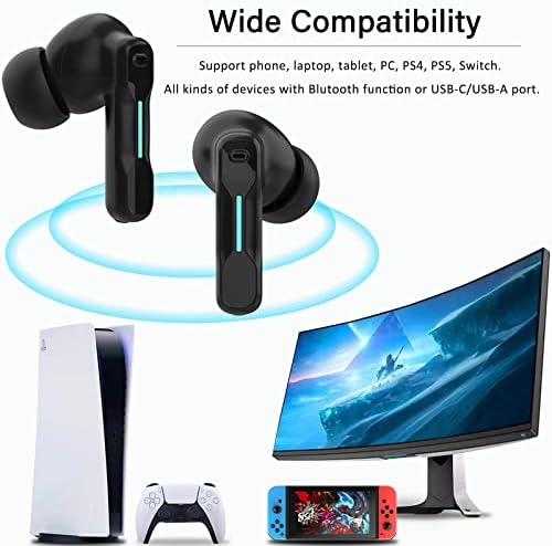 EARBUDOS DE GAMES sem fio de coelho SW4 para PC PS4 PS5 Switch Mobile - 2,4g dongle & bluetooth - 40ms baixa latência - fones de