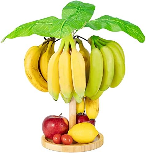 Yanbgaga Fruit Bowl Wood, Modern Banana Bowl Tree Stand com cabide para cozinha e sala de estar e bancada do banheiro