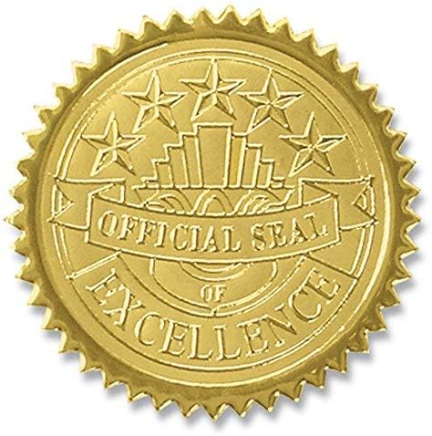 PaperDirect Official Selo de Excelência em Releveito Certificado de Ouro Sedos, 102 pacote