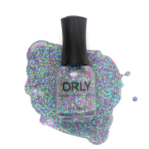Orly esmalte 'Dancing Queen' azul/verde/púrpura de confete com glitter holográfico