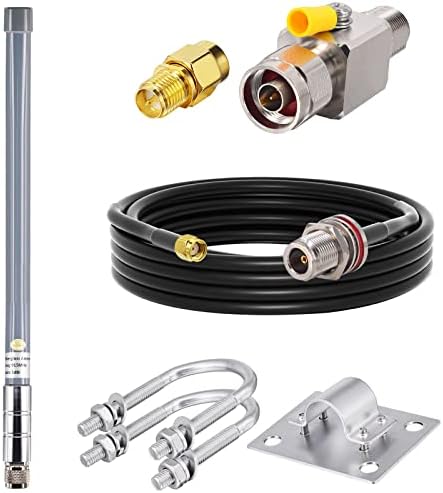 SMA a N Kit de adaptador 4 Conectores RF do tipo RF e antena 3dbi lora 915MHz Fibra de vidro lorawan omni Antena com um raio de cabo YMR240 de 10 pés de baixa perda para verizon, sprint nebra rak bobcat syncrob