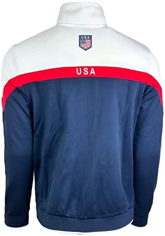 Jaqueta de faixa dos EUA masculino, jaqueta de camisola de zíper completa dos EUA com bolsos com zíper