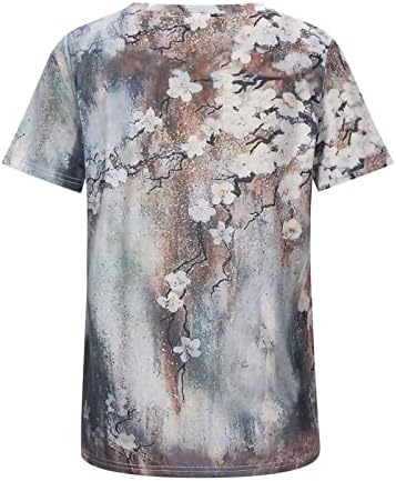 Mulheres Floral Print Shirts Treino de verão casual Tops Crewneck Sleeve curta Túnica de túnica solta blusas de túnica de túnica