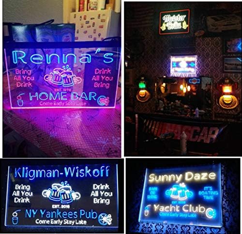 AdvPro personalizou seu nome Custom Man Cave Fundada ano Dual Color LED SILH