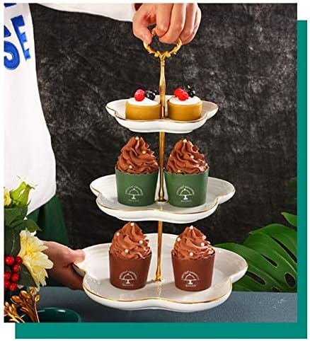Bandeja de bolo de 3 flor para casamentos jantares para festas de festa ou festas de aniversário bolo de cerâmica stand stand