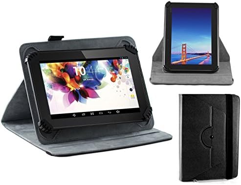 Tampa de couro de couro falso de Navitech Black com suporte de rotação 360 com caneta compatível com o tablet Tecwizz 10,1 polegadas PC