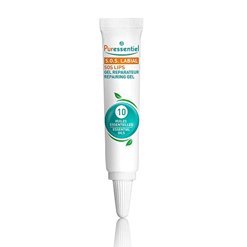 Gel de reparo de lábios PureSentiel SOS - Produto labial de cicatrização com tom natural - formulado com óleos essenciais