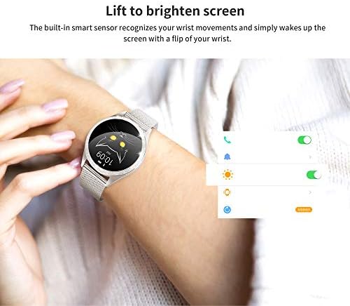Smart Touch Luxury Ladies KW20 Relógio inteligente com strass deslumbrantes, IP68 à prova d'água, Bluetooth | Sleep & Heart Freke
