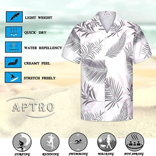 Camisa havaiana masculina de Aptro de 4 vias Botão casual Down Down Camisetas de praia